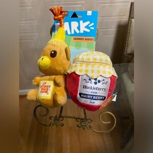 Bark Farmers Barket Set Of 2 Dog Toy With Squeaky Sticky Paws Farm & Hairy Berry